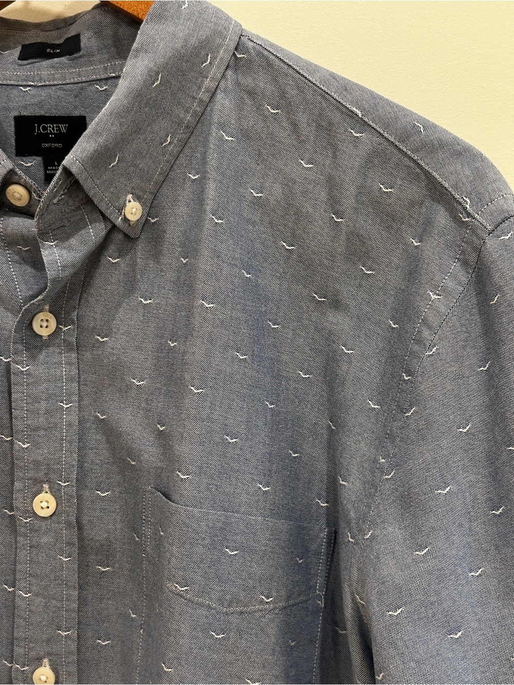 J. Crew Embroidered Blue Button-Down Oxford Shirt
